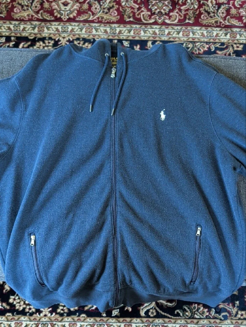 Polo by Ralph Lauren Navy Blue Zip-Up Hoodie with Embroidered Pony